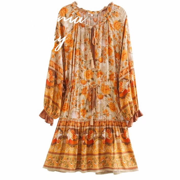 Seashell Gypsy boho floral tassel dress - Picture 11 of 16